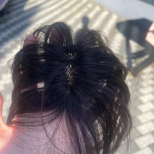 Schwarzes unsichtbares Spitze Haar Topper Zoll, 13 Zoll, Echthaar Topper mit Clip, Face-Framing Fringe, Perücke für Frauen, dünnes Haar