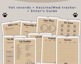 Planificador de salud para gatos: Registro veterinario, guía para cuidadores, registro de medicamentos (descarga digital) Coffee Tan