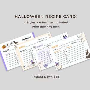Halloween Recipe Cards Printable – 4x6” Digital Download | Spooky Recipe Templates for Fall & Thanksgiving