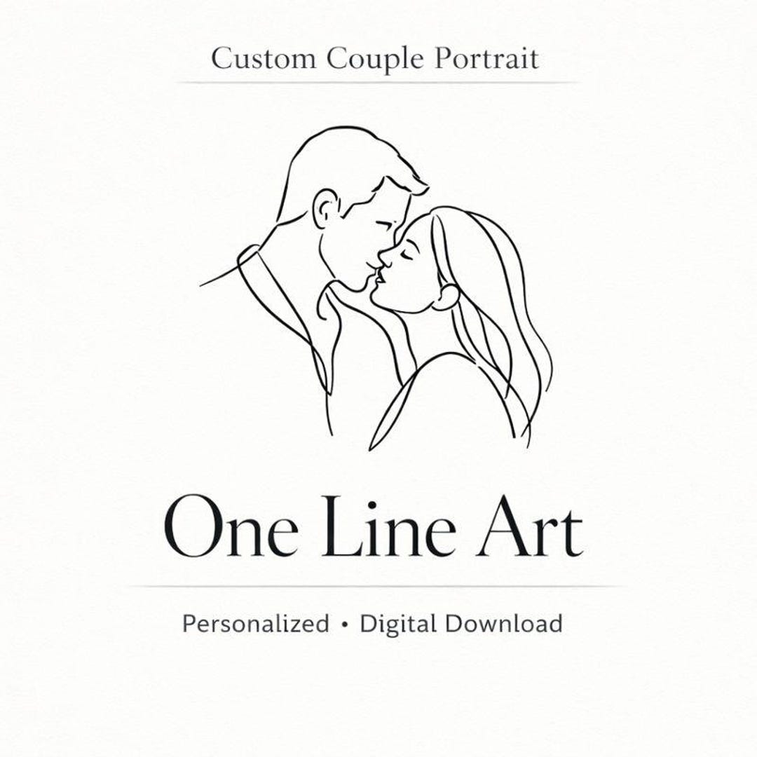 Custom Single Line Custom One Line Couple Portrait – Personalized Minimal Line Art From ...