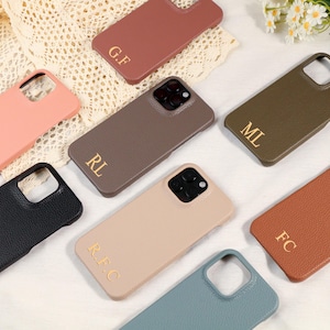 Custom Initial iPhone Case, Monogram Initial 15 Case,iPhone 15, 15 Pro, 15 Pro Max & iPhone 15 Plus Case, Vegan Pebble Leather Personalised