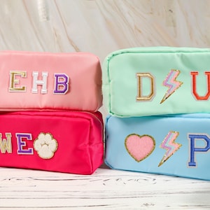Custom Nylon Makeup Bag| Chenille Patch Custom Makeup Bag| Nylon Pouch Bag| Bags for patches| Toiletry Bags| Summer Travel Cases| Travel Bag