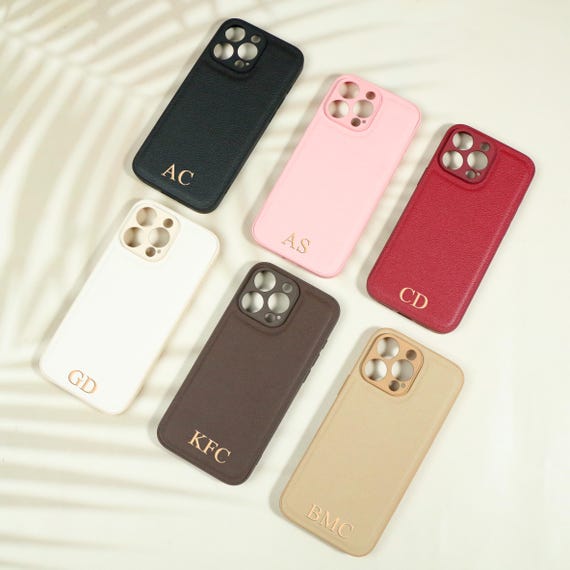 Personalised Phone Case | iPhone 16 Case | iPhone 15 | iPhone 14 | iPhone 13 | iPhone 12, 11 | Plus Pro Max | Embossed Initials on Leather