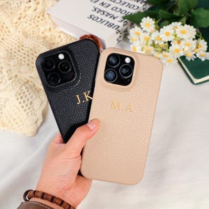 Personalized Suede iPhone Case for iPhone 11 12 13 14 15 16 Pro Max Leather Phone case Gift idea for her Luxury Phone Case