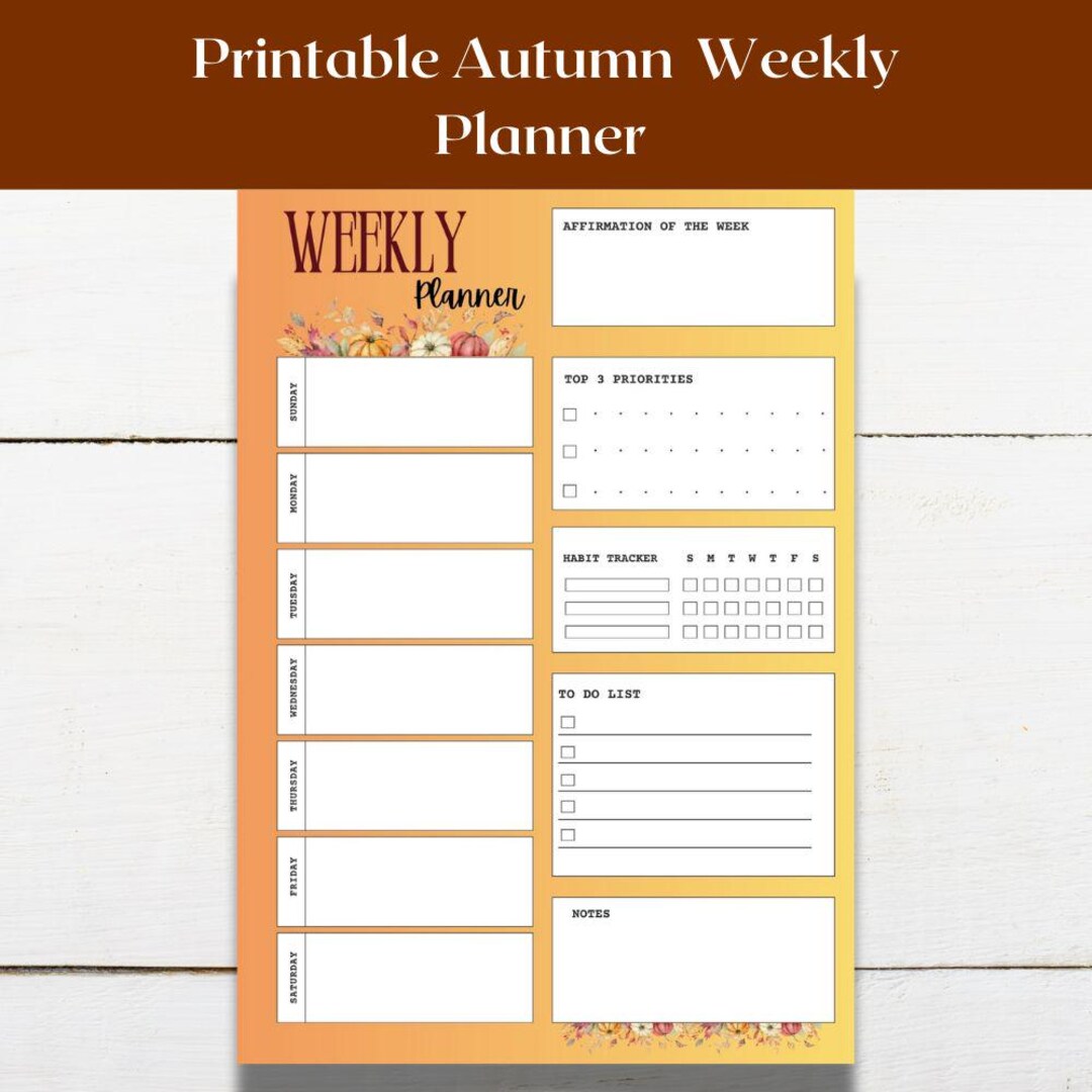 Fall Weekly Planner: A4 & A5 Printable, Autumn Design (PDF) - Etsy