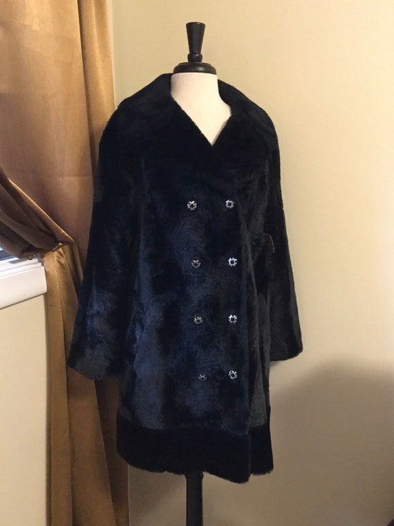 Faux Fur Coat VIntage Black 70s