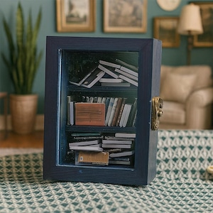 Miniature Anxiety Bookshelf, Book Lover Gift, Anxiolytic Decor, Tiny Model Bookshelves, Study & Office Decoration