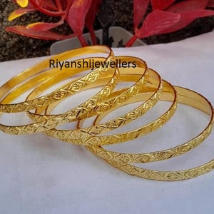 Bracelets joncs en argent sterling plaqué or 18 carats - Lot de 7 bracelets de créateur empilables