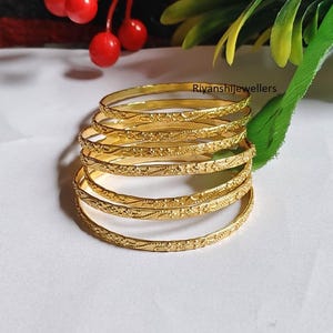 18k guldpläterade armband i sterlingsilver, indiska stapelbara - set om 7