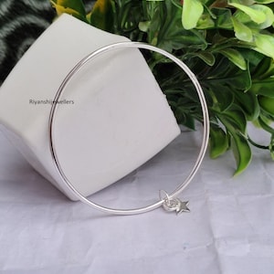 925 Sterling Silver Star Bracelet, Handmade Star Bangle, Star Stacking Bangle, Bangle For Women, Beautiful Bracelet, Wedding Gift.