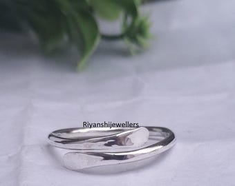 Adjustable Hammered 925 Sterling Silver Band Ring, Thumb Ring