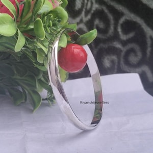 Handmade Domed 925 Sterling Silver Bangle: Solid Silver Bracelet