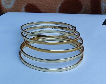18K Gold Plated Stacking Bangles - Set of 5 Handmade Bracelets