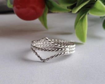 Handmade Sterling Silver Wire Wrap Band Ring, Dainty Jewelry