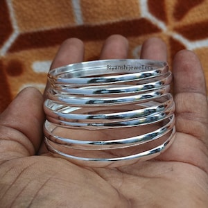 925 Sterling Silver Bangles , Set Of 7 Bangles, Handmade Bangles, 7 Day Half Round Bangles, Silver Stacking Bangles, Bangles For Women.