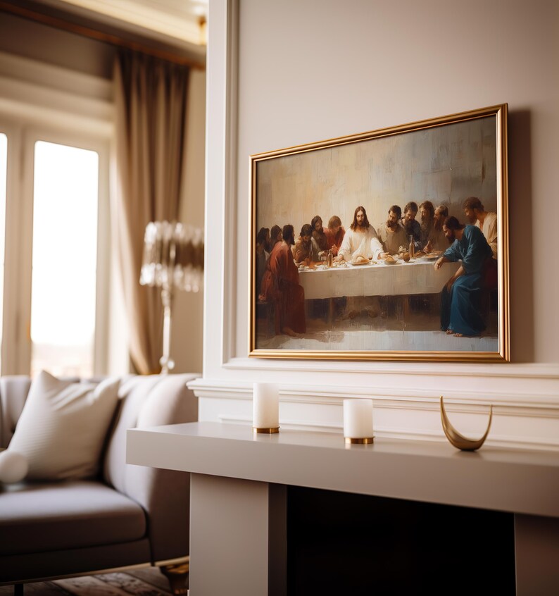 Last Supper Printable Wall Art Jesus and Twelve Disciples Oil Painting ...