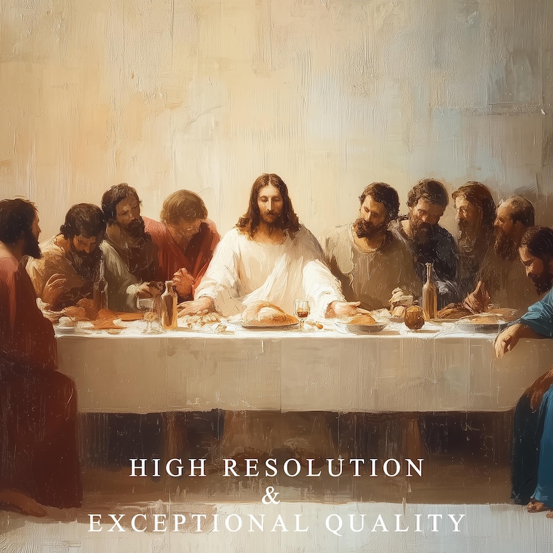 Last Supper Printable Wall Art Jesus and Twelve Disciples Oil Painting ...