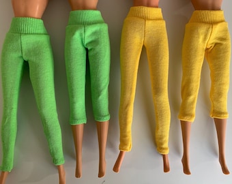 COLORFUL SPANDEX CAPRI PANTS with a BLACK WAISTBAND for BARBIE DOLL