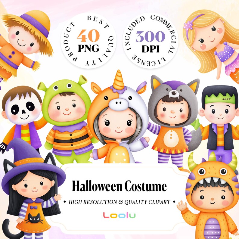 Halloween Costume Kids Clipart, Cute Baby Halloween Decor, Printable ...