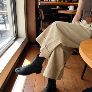 Split Toe Tabi Boots Women, Soft Vegan Leather Ankle Booties, 4cm Low Block Heel, Minimalist Japanese Style Shoes, Black Brown Modern Gift