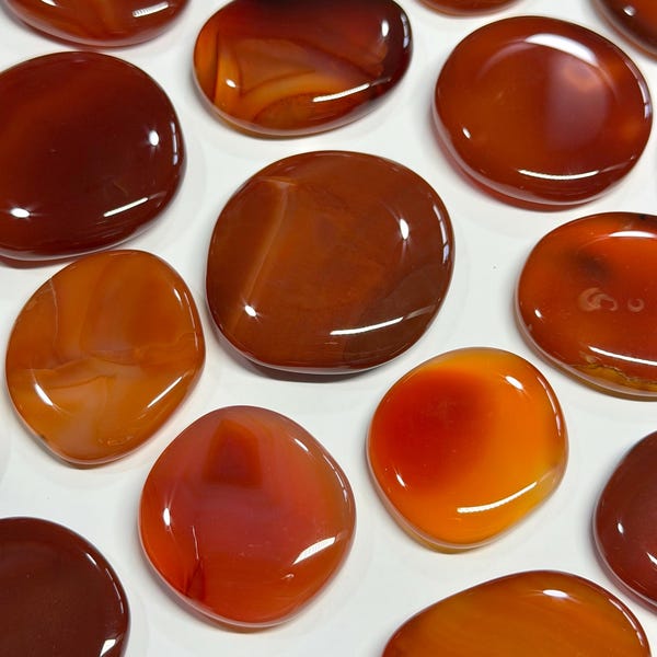 Carnelian Flat Palmstone - Crystal - A Grade - Altar Building, Grid Work - Polished Gemstone