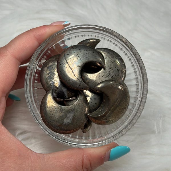 Pyrite Small Moon - Crystal - Polished Gemstone - Chakra - Intuitive Pick - Healers Gold