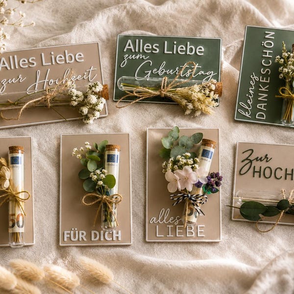 Gift card with test tube | Money gift packaging | Thank you card | Small gift | Wedding favor | Personalizable