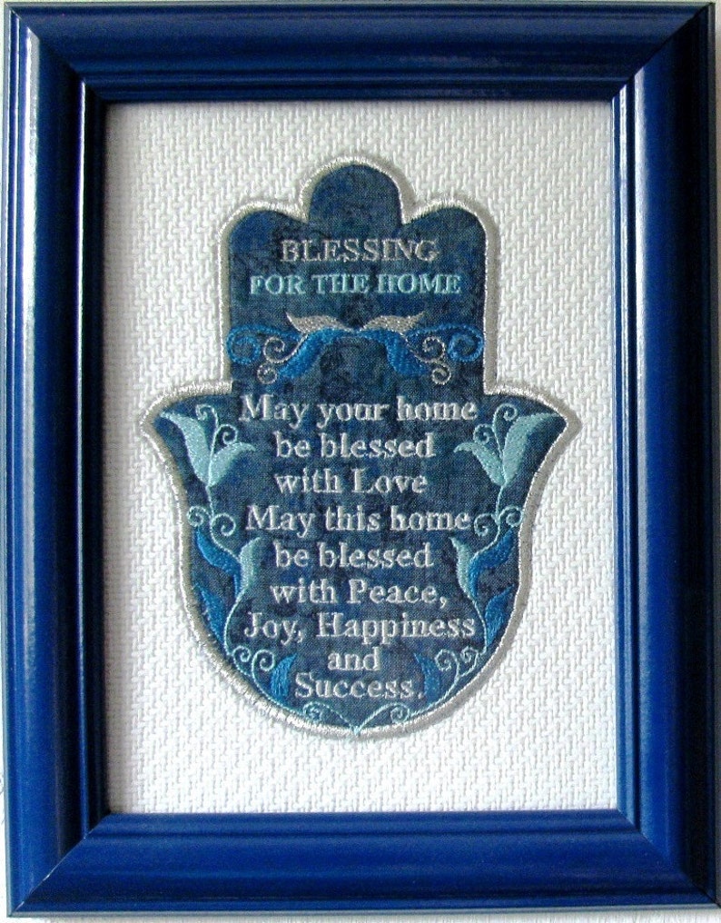 Home Blessing Gift Framed Embroidery Hamsa Wall Art Jewish Etsy