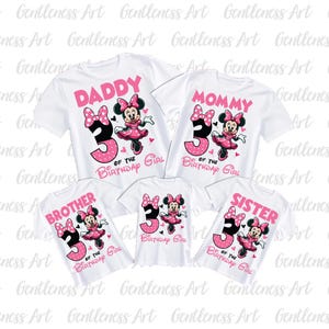 3rd Birthday Girl Minnie PNG, 2025 Family Shirts Design Daughter 3rd Bday, Daddy Mommy Sister Brother of the Birthday Girl Minnie Mouse Gift image 2