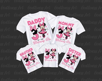 Minnie Mouse, niña de 3.er cumpleaños, diseño de camisetas familiares 2025, hija, 3.er cumpleaños, papá, mamá, hermana, hermano de la cumpleañera, regalo de Minnie Mouse