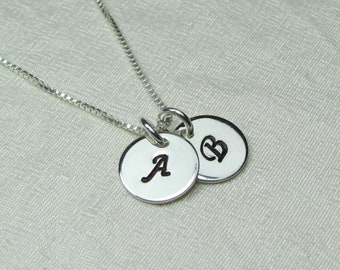 Initial Necklace Sterling Silver Monogram Necklace Personalized Necklace for Mom Mothers Necklace Two Initial Charm Personalized Jewelry