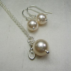 Personalized Bridesmaid Jewelry Set Pearl Bridesmaid Necklace Earrings Set Bridesmaid Gift Pearl Bridal Jewelry Set Wedding Jewelry Set