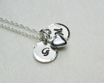 Personalized Necklace Sterling Silver Initial Necklace Heart Charm Monogram Necklace Mothers Necklace Personalized Jewelry Gift for Mom