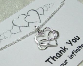 Bridesmaid Gift for Mothers Necklace Mother of the Bride Gift Heart Infinity Necklace Sterling Silver Bridesmaid Jewelry Bridesmaid Necklace