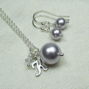 Pearl Bridesmaid Jewelry Set Personalized Weddng Jewelry Set Initial Necklace Bridesmaid Necklace Earrings Set Bridesmaid Gift