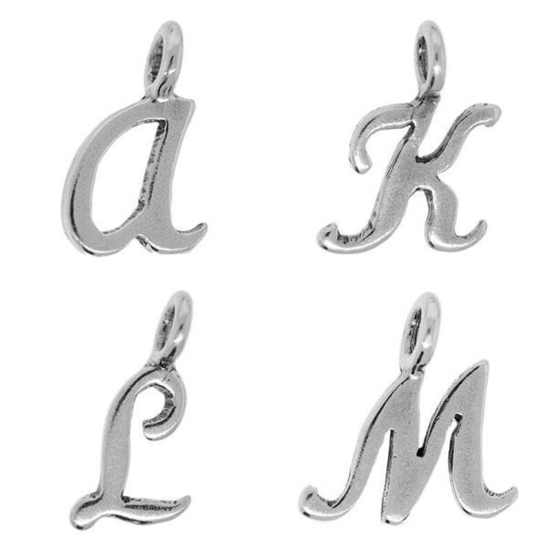 Personalized Charm SMALL Sterling Silver Alphabet Charm Add to Initial Necklace or Monogram Jewelry Dainty Initial Charm image 3