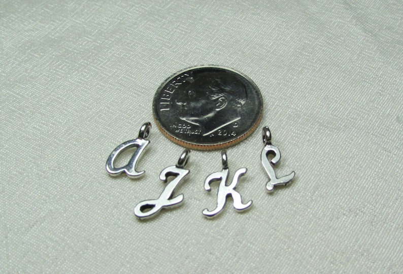 Personalized Charm SMALL Sterling Silver Alphabet Charm Add to Initial Necklace or Monogram Jewelry Dainty Initial Charm image 1