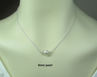 Bridesmaid Jewelry Single Pearl Necklace Bridesmaid Necklace Bridesmaid Gift Mothers Necklace Pearl Bridal Necklace Birthstone Necklace