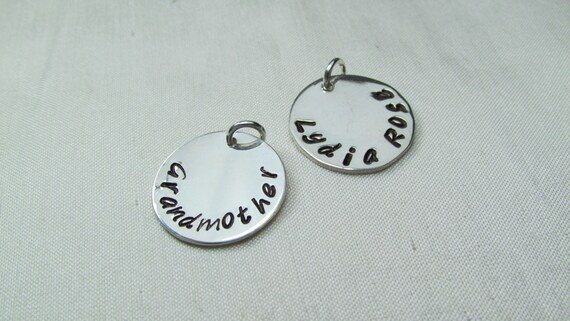 Custom Hand Stamped Name or Initial Circle Charm Custom Hand Stamped Name or Initial Circle Charm
