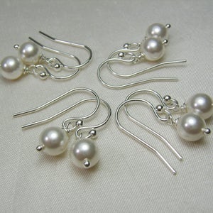 Classic Pearl Earrings Pearl Bridesmaid Earrings Bridesmaid Gift Bridesmaid Jewelry Sterling Silver Earrings Wedding Jewelry image 2