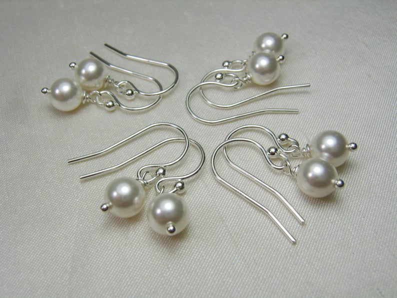Classic Pearl Earrings Pearl Bridesmaid Earrings Bridesmaid Gift Bridesmaid Jewelry Sterling Silver Earrings Wedding Jewelry image 2