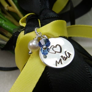 Personalized Jewelry - Bridal Bouquet Charm - Bridal Jewelry - Bridesmaid Gift - Wedding Jewelry Bridesmaid Bouquet Initial Charm