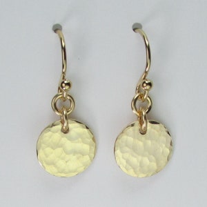 Hammered Disc Earrings Gold Filled Jewelry for Women Everyday Coin Drop Earrings Gold Earrings Dangle