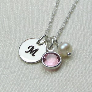 Initial Necklace Sterling Silver Mothers Necklace Personalized Necklace for Mom Birthstone Necklace Personalized Jewelry Monogram Necklace