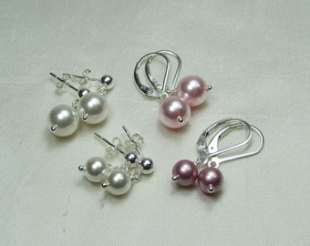 Pearl Bridesmaid Earrings - Swarovski Pearl Earrings - Bridesmaid Jewelry - Pearl Bridal Earrings Wedding Jewelry Bridesmaid Gift