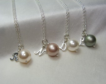 Bridesmaid Jewelry Pearl Initial Necklace Bridesmaid Gift Bridesmaid Proposal Gift Personalized Bridesmaid Necklace Pearl Wedding Jewelry