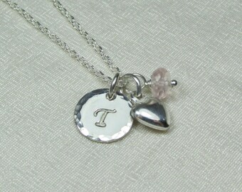 Initial Necklace Sterling Silver Personalized Necklace for Mom Birthstone Necklace Mothers Necklace Personalized Jewelry Monogram Necklace