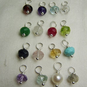 Add a Gemstone Birthstone - Gemstone Dangle - Birthstone Dangle for Personalized Initial Necklace or other MesmericJewelry Item