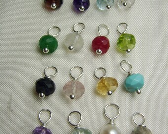 Add a Gemstone Birthstone - Gemstone Dangle - Birthstone Dangle for Personalized Initial Necklace or other MesmericJewelry Item