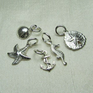 Small Beach Charm - Add Charm to MesmericJewelry Necklace or Bracelet - Sterling Silver Charm